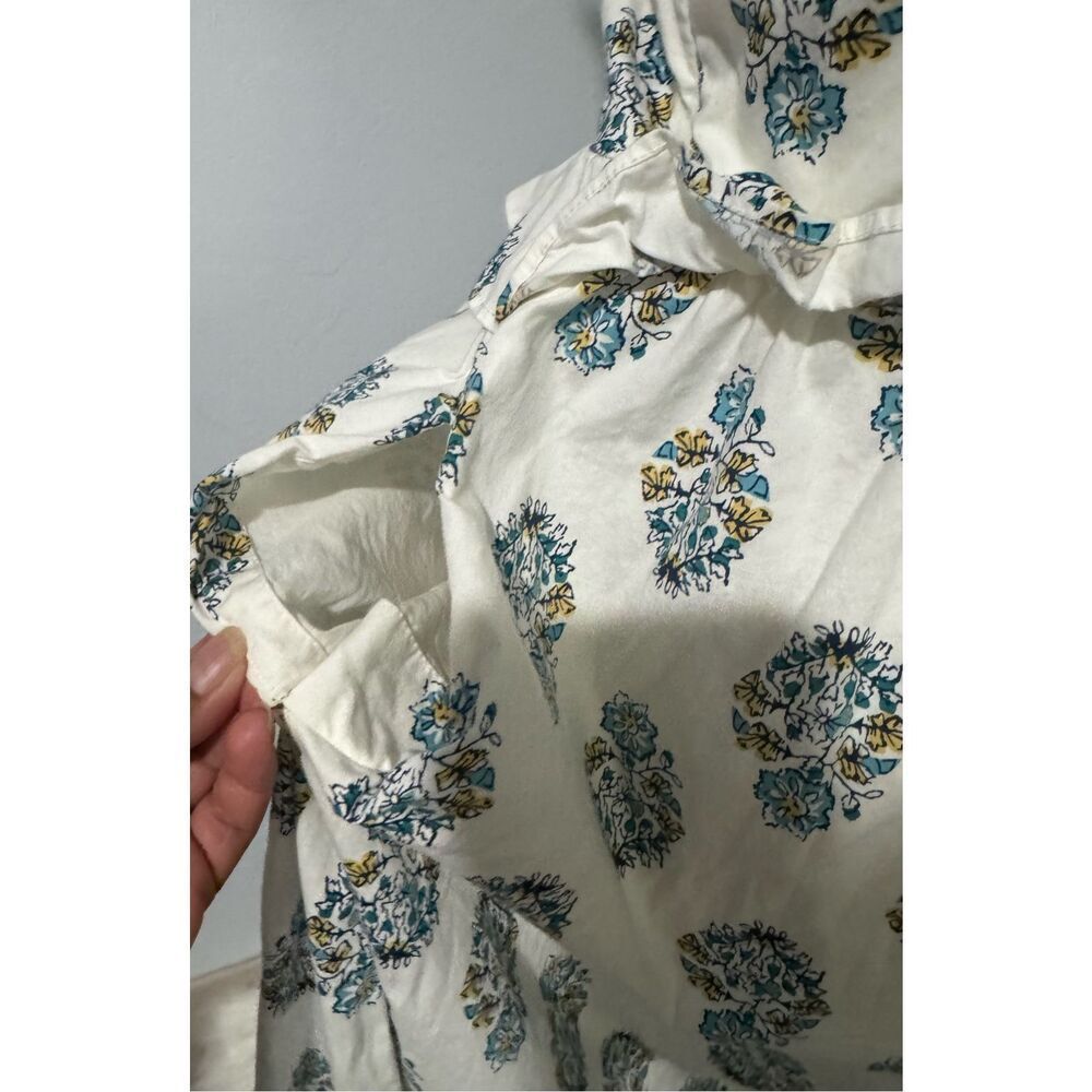 J. Crew Factory Cream Midi Dress with Blue Floral Print - Picture 9 of 14